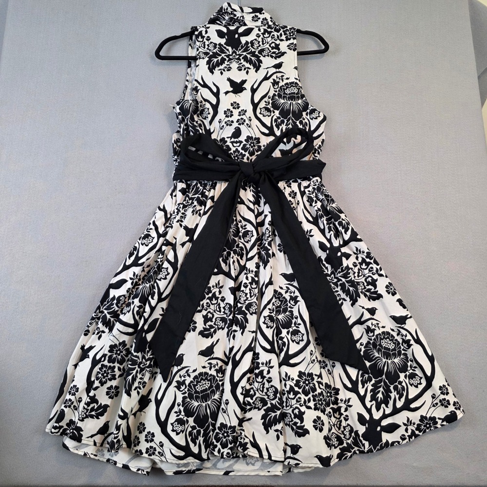 Folter Women Woodland Floral Bird Antler Fit Flare Rockabilly Dress Large NWT - Picture 7 of 11